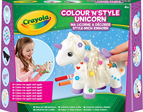 CRAYOLA Colour 'n' Style Unicorn | Colour Your Own Unicorn Again and Again | Includes Washable Marker Pens, Beads & Hairbrush | Ideal for Kids Aged 4+ - Gift Guide