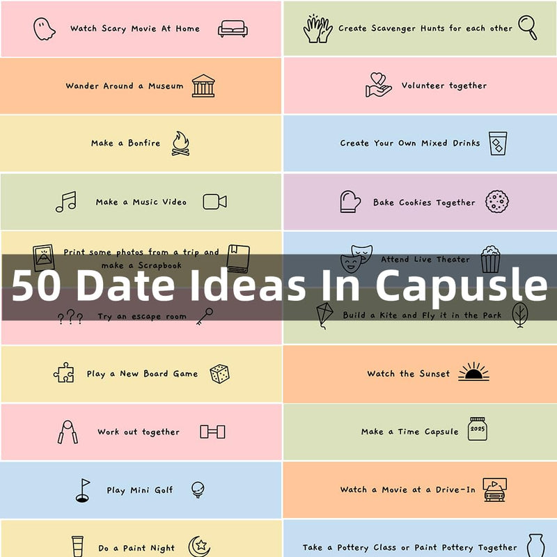 INFMETRY Valentines Day Gifts For Her Him Date Night Ideas Capsules In A Bottle (50pcs) -Boyfriend Girlfriend Wife Husband Newlyweds, Funny Bridal Shower Registry Wedding Gifts For Women Men - Gift Guide