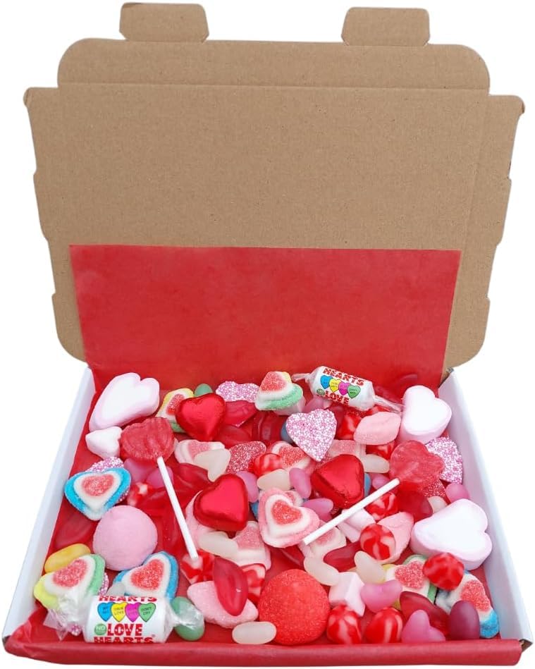 Valentines Day Pick N Mix Sweets Gift Box Hamper Retro Sweet Present - Love Heart Sweets Wedding 400 Gram