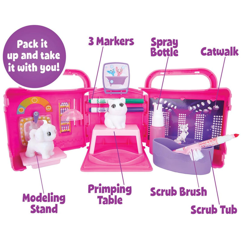 CRAYOLA Washimals Pets Beauty Salon Playset, Colour and Wash Includes Washable Pens and Dog and Cat Figures For Ages 3+