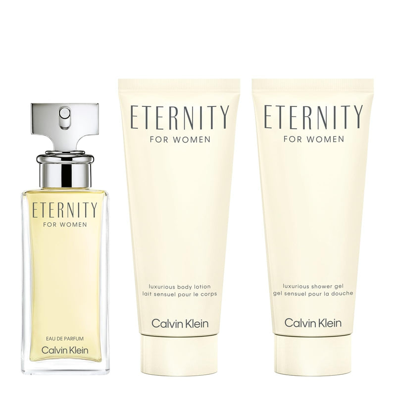 Calvin Klein Women's 3 Piece Eternity Giftset including an Eau de Parfum 50ml, Body Lotion 100ml and Shower Gel 100ml