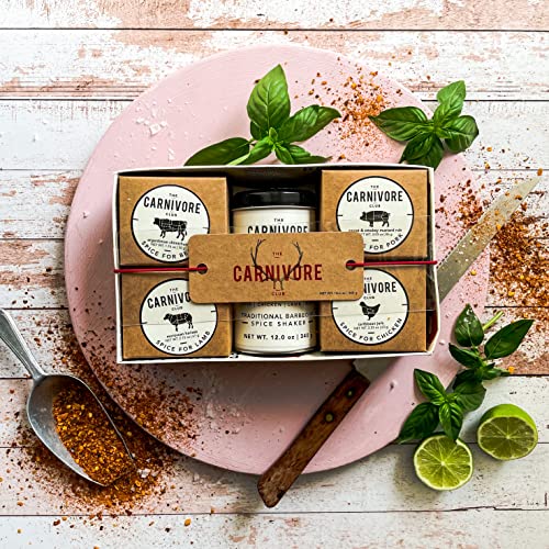 eat.art Barbecue Carnivore Club - 5 Meat Spice Selection Box Versatile BBQ Blend in Shaker - Perfect Meat Hamper Addition - Unusual Food Cooking Gifts Tasty BBQ Or Roast Dinners - Barbecue Grill Rubs - Gift Guide