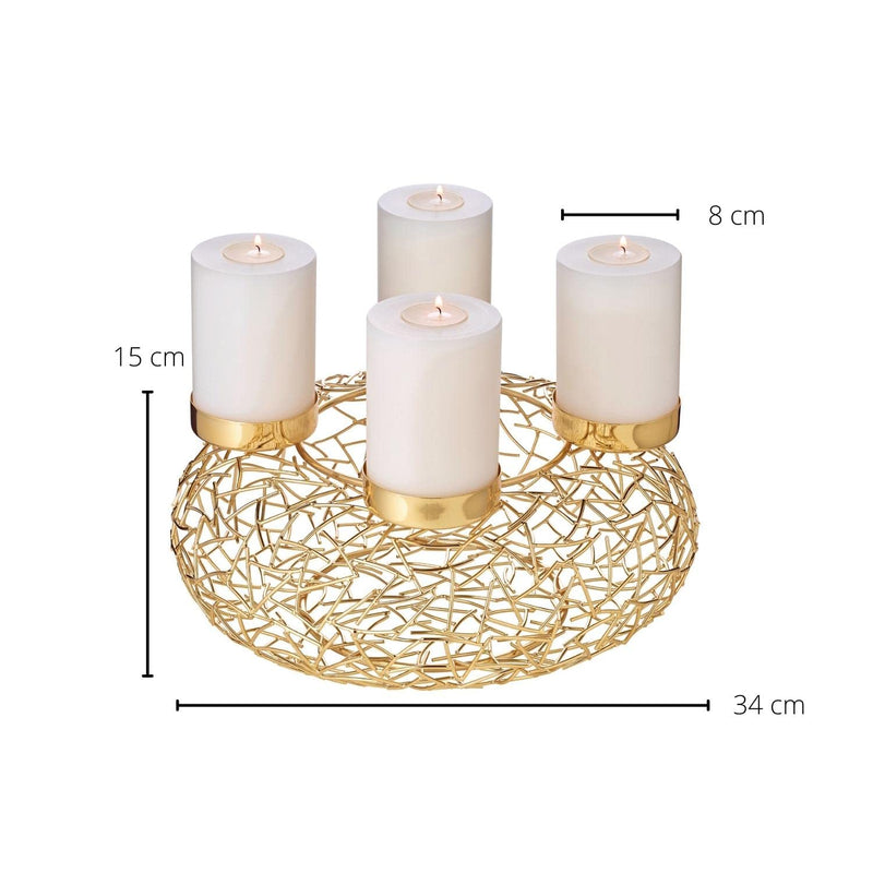 Edzard Advent wreath Milano, stainless steel, gold-coloured, diameter 13,4 in - Gift Guide