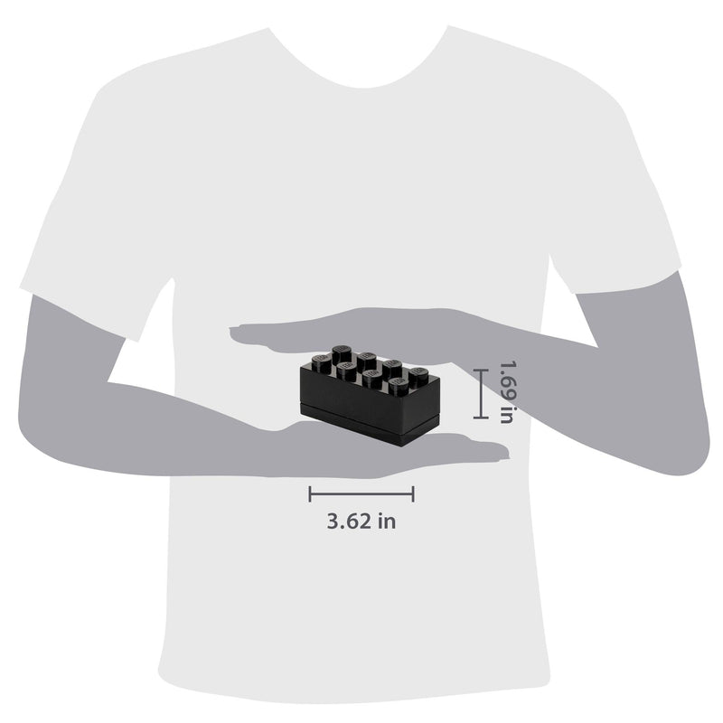 Room Copenhagen, LEGO Mini Box - 1.8 x 3.6 x 1.7 in - Brick 8, Black