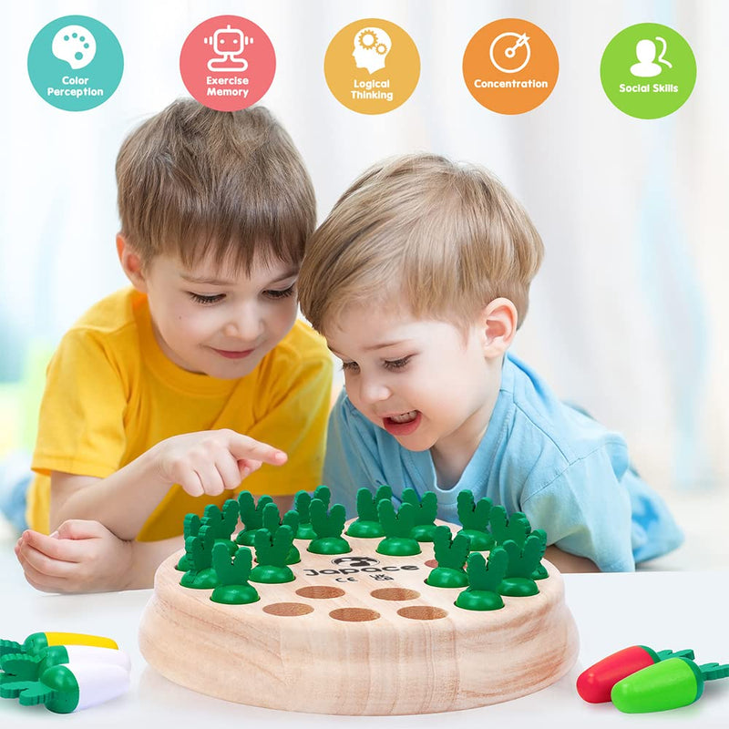 Japace Carrot Memory Chess Board Game, Wooden Memory Game for Kids Training Concentration & Logical Thinking, Montessori Educational Wooden Toys Children's Games for 3 4 5 6+ Year Olds Boy Girl Gift - Gift Guide