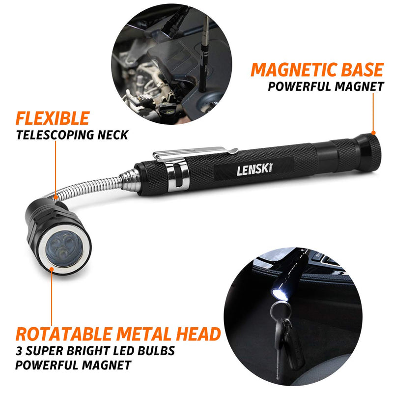 Lenski Gifts for Men, Mens Gifts for Dad, Gadgets for Men, Birthday Gifts for Him Telescopic Magnetic Pickup Tool with LED, Secret Santa Gifts for Men, Christmas Gifts for Him,Stocking Fillers for Men