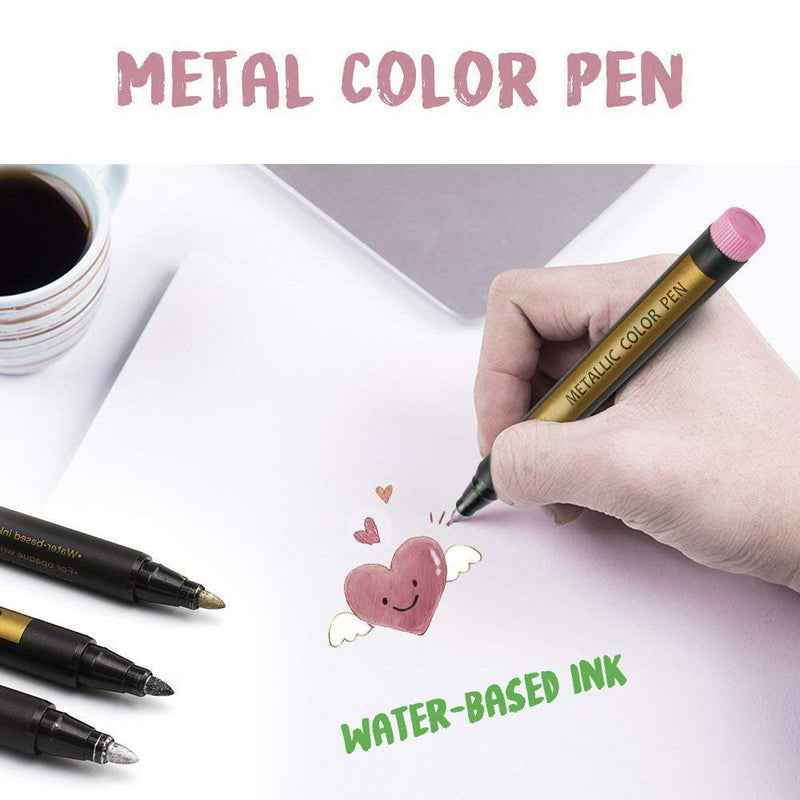 Metallic Marker Pens for Crafts for Kids Adults, 10 Metallic Paint Pens for Black Paper Scrapbook Accessories Art Card Making Glass Craft Supplies, Gifts for Teenage Girls, Christmas Stocking Fillers - Gift Guide
