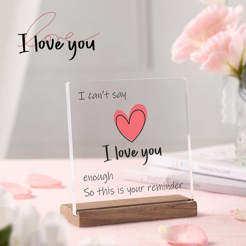 I Love You Gifts for Her Him,Valentines Day Gifts for Girlfriend Wife,Christmas Birthday Wedding Anniversary Keepsake Loving Acrylic Plaque Gifts for Boyfriend Husband Miss You Gifts(LOVE YOU)