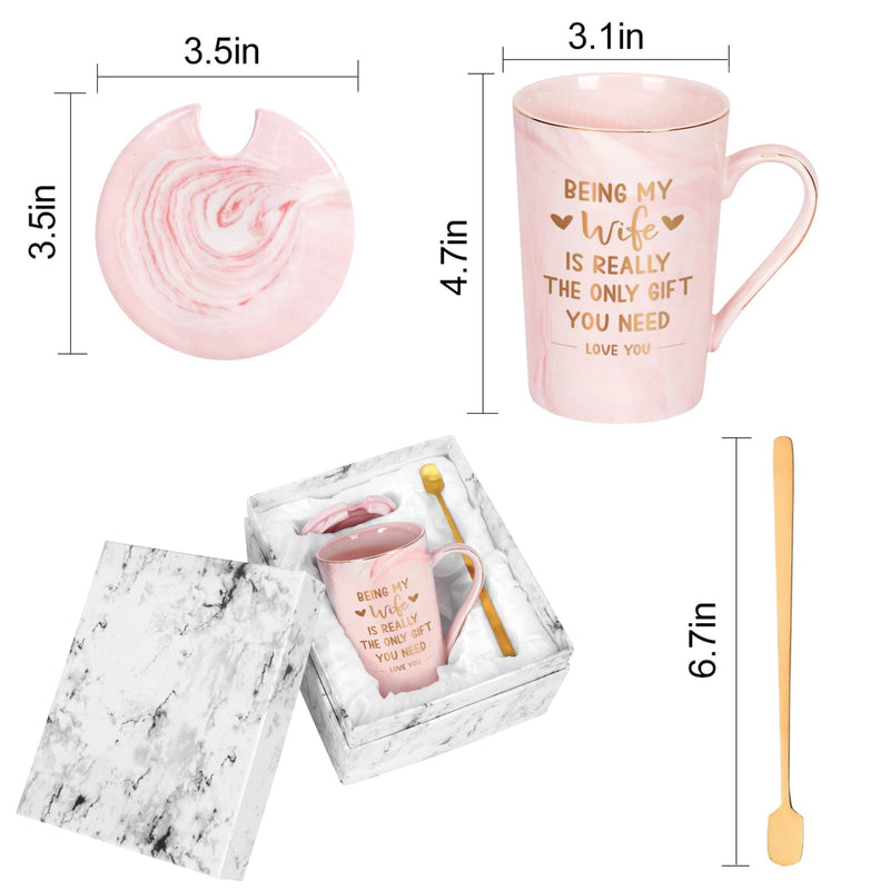 Joymaking Coffee Mug Wife Birthday Present Ideas Funny Gifts from Husband Birthday Gifts Valentine's Gifts Christmas Gifts for Wife 14oz Marble Coffee Mugs - Being My Wife Mug, 400ml Pink