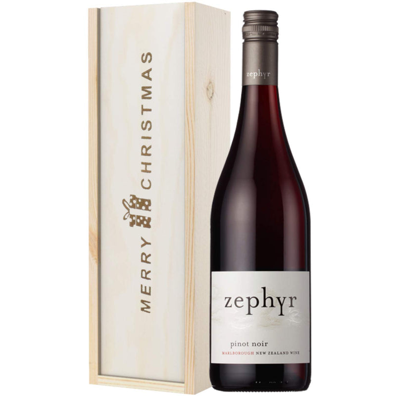 New Zealand Christmas Wine Gift In Wooden Box - NZ Pinot Noir Christmas Wine Gift - Christmas Gifts for Friends and Family