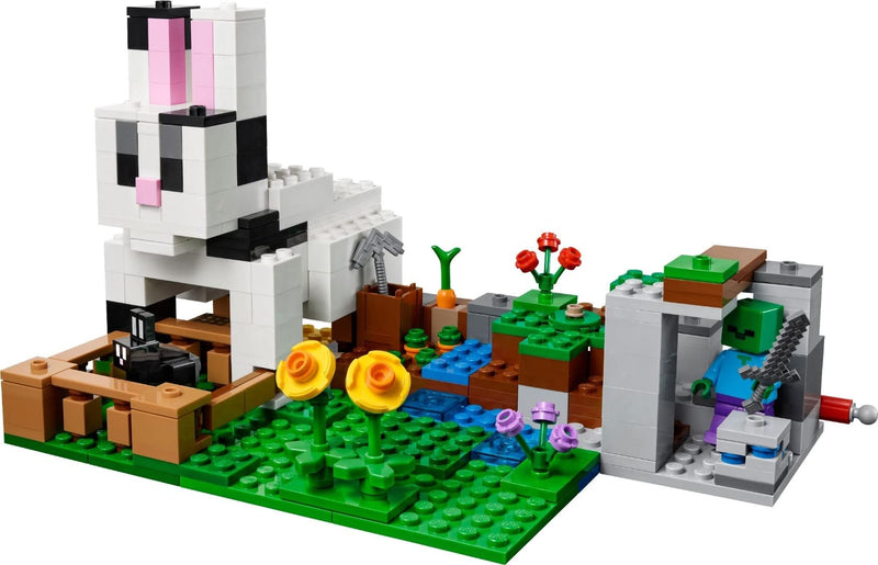 LEGO 21181 Minecraft The Rabbit Ranch House Farm Set, Animals Toy Kids, Boys And Girls Age 8 Plus With Tamer And Zombie Figures