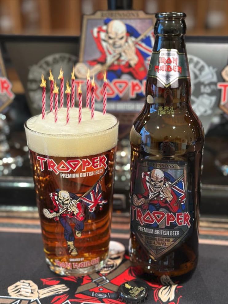 Trooper Premium Beer Gift Set - Iron Maiden Premium British Craft Beer, Nucleated Branded Glass & Collectable Tin Set 500ml. Ideal Beer Gifts For Men for Christmas Stocking Fillers with Topline Card - Gift Guide