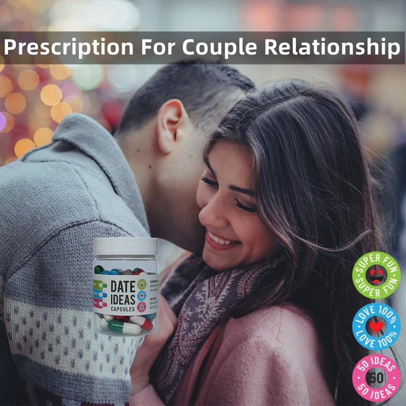 INFMETRY Valentines Day Gifts For Her Him Date Night Ideas Capsules In A Bottle (50pcs) -Boyfriend Girlfriend Wife Husband Newlyweds, Funny Bridal Shower Registry Wedding Gifts For Women Men - Gift Guide