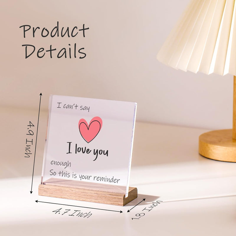 I Love You Gifts for Her Him,Valentines Day Gifts for Girlfriend Wife,Christmas Birthday Wedding Anniversary Keepsake Loving Acrylic Plaque Gifts for Boyfriend Husband Miss You Gifts(LOVE YOU)