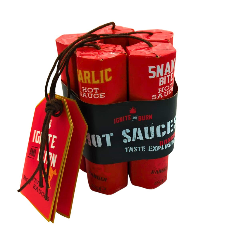 Chilli Sauce Gift Set | Hot Sauce Gift Set | Hot Chilli Sauce Danger Taste Explosion Dynamite Shaped 5 Bottles X 45g - Gift Set For Hot Chilli Sauce Lovers - Gift Guide