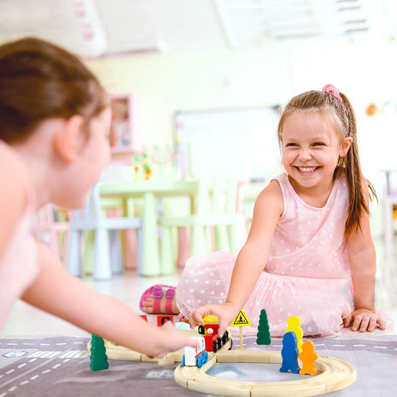 Wooden Train Set Boy Girls Toys Wooden Toys Train Track 33 Pcs Compatible Train Sets Train Toy Car Kids Toys Birthday Toys for 3 4 5 Year Old Boys Girls Gifts - Gift Guide