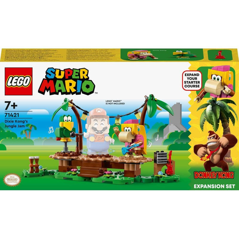 LEGO Super Mario Dixie Kong's Jungle Jam Expansion Set with Dixie Kong and Squawks the Parrot Figures, Buildable Toy to Combine with Starter Course 71421