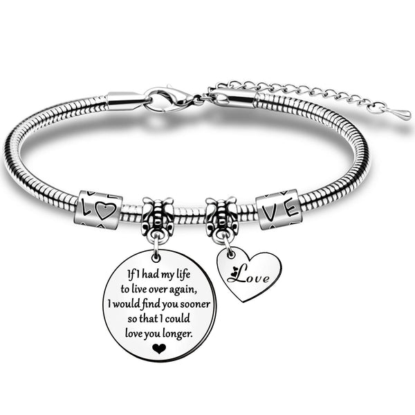 HULALA Romantic Valentines Gifts For Her Girlfriend Wife Bracelets If I Had My Life To Live Over Again I Could Love You Longer Birthday Christmas Anniversary