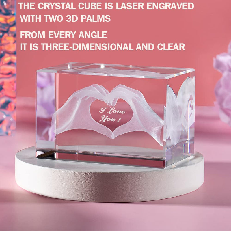 ERWEI Crystal Gifts for Her Engraved with I Love You in Cube Glass Figurines Anniversary Valentines Presents for Her Him Wife Husband Women Man Girlfriend Boyfriend