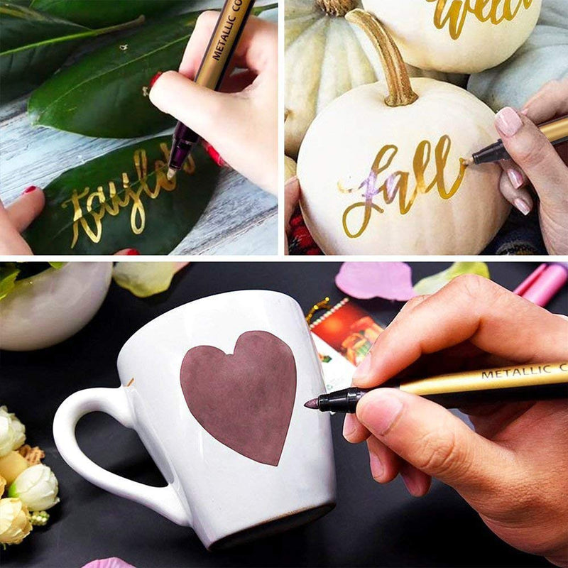 Metallic Marker Pens for Crafts for Kids Adults, 10 Metallic Paint Pens for Black Paper Scrapbook Accessories Art Card Making Glass Craft Supplies, Gifts for Teenage Girls, Christmas Stocking Fillers - Gift Guide