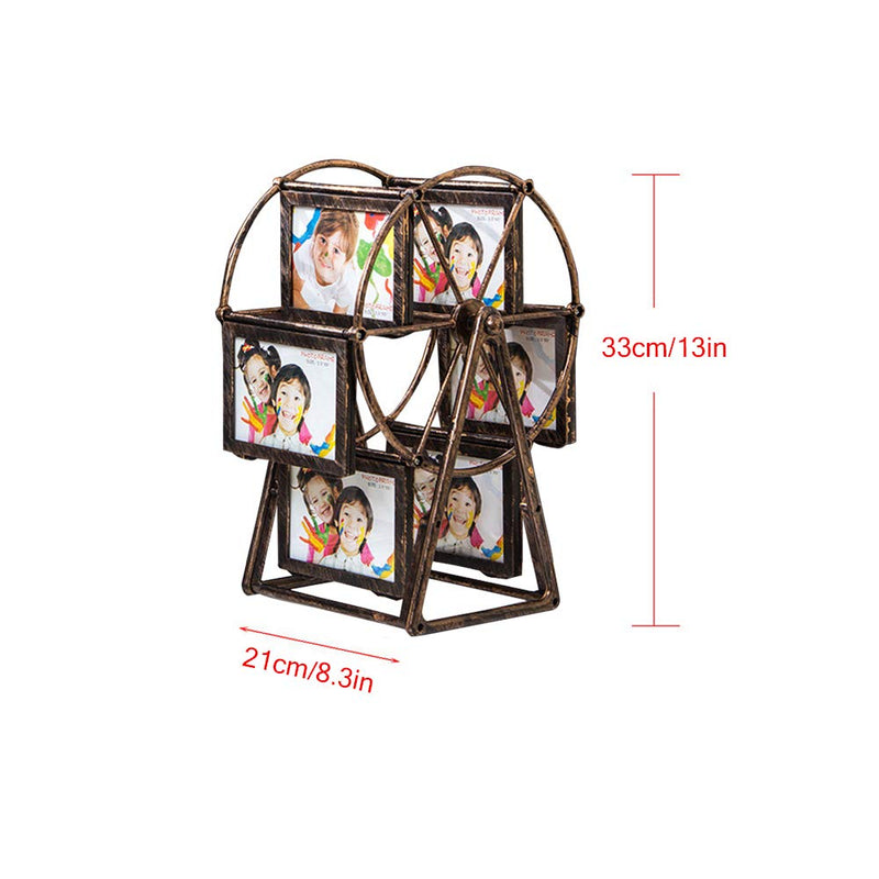Rotating Ferris Wheel Picture Frame, Desk Table Top Vintage Photo Frames, Personalized Family Photo Frame Shows for 12 Photos Home Décor Christmas Birthday Gifts (Style 2) - Gift Guide