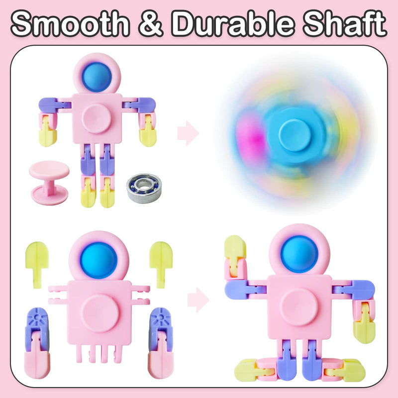 TOANWOD 8 Pcs Fidget Spinner Toy Stocking Fillers: Party Bag Gifts for Kids Adult - Pop Gadgets Cool Austism Sensory Robot Toy for Teenage - Finger Top Funny Transformable Spinning Popper Toys Pack - Gift Guide