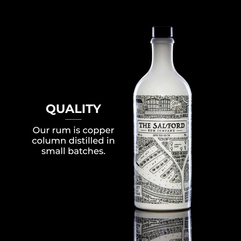 The Salford Rum Company Miniature Gift Set 3 x 5cl - Original (40% ABV), Dark Spiced (40% ABV) & Honey Rum (37.5% ABV) - Spirit Drinks Set - Tasty, Delicious & Thoughtful Gift Idea For All Occasions