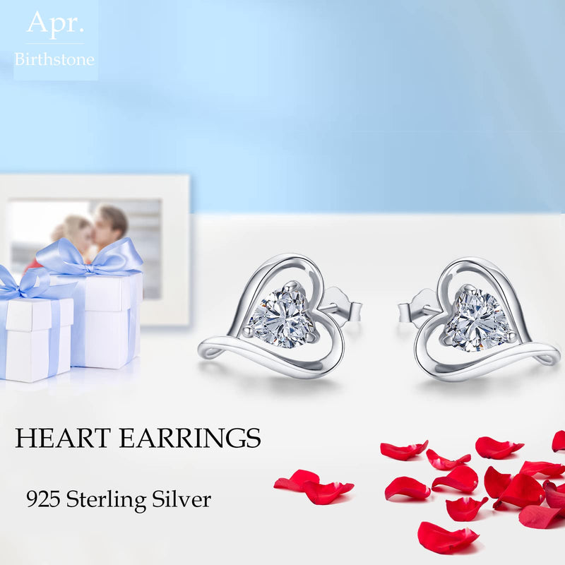 LAVUMO Sterling Silver Earrings for Women Silver Gold Rose Gold Stud Heart Earrings Set Hypoallergenic Jewellery for women Birthday Anniversary Christmas Valentine Gifts for Her