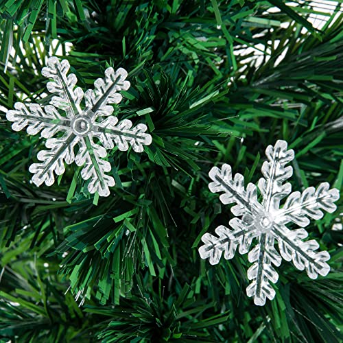 HOMCOM 4FT Green Fibre Optic Artificial Christmas Tree Xmas Colourful LED Scattered Tree with Snowflakes Ornaments Fireproofing - Gift Guide