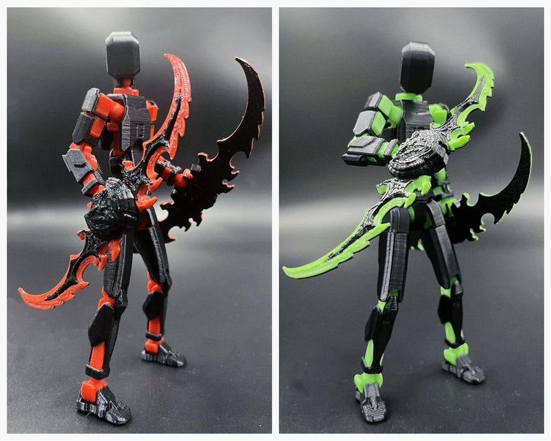 T13 Action Figure Set (Assembly Completed), 3D Printed Multi-Jointed Movable Titan 13 Lucky Dummy 13 Mobile Robot, Nova 13 Action Figures Desktop Decorations for Game Lovers Toy (Black Green Red)