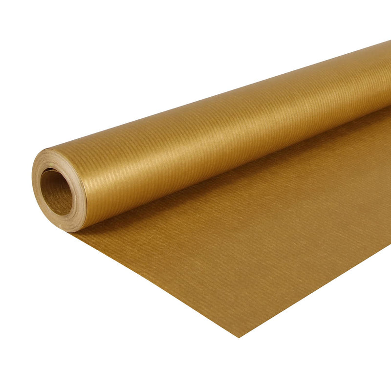 Clairefontaine - Ref 195775C - Recycled Coloured Kraft Paper Roll (Single Roll) - 70cm Width x 10m Length, Deep-Dyed Lined Kraft Paper, PEFC Approved - Gold Colour - Gift Guide