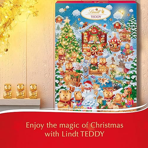 Lindt Teddy Winter Wonderland Advent Calendar 2024 | Medium 170 g | A selection of 24 Milk and White Chocolates for Him and Her - Gift Guide