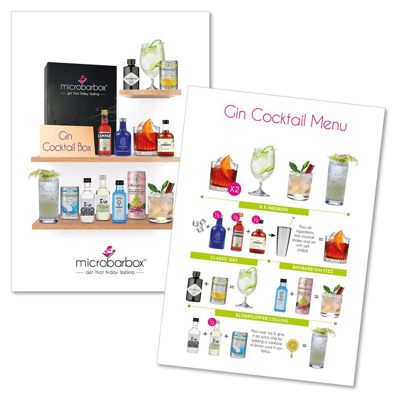 MicroBarBox Gin Cocktail Gift Set in a Premium Luxury Gift Box | Features: Negroni, Classic G&T, Rhubarb Gin Fizz, Elderflower Collins | 40th Birthday Gifts for Women