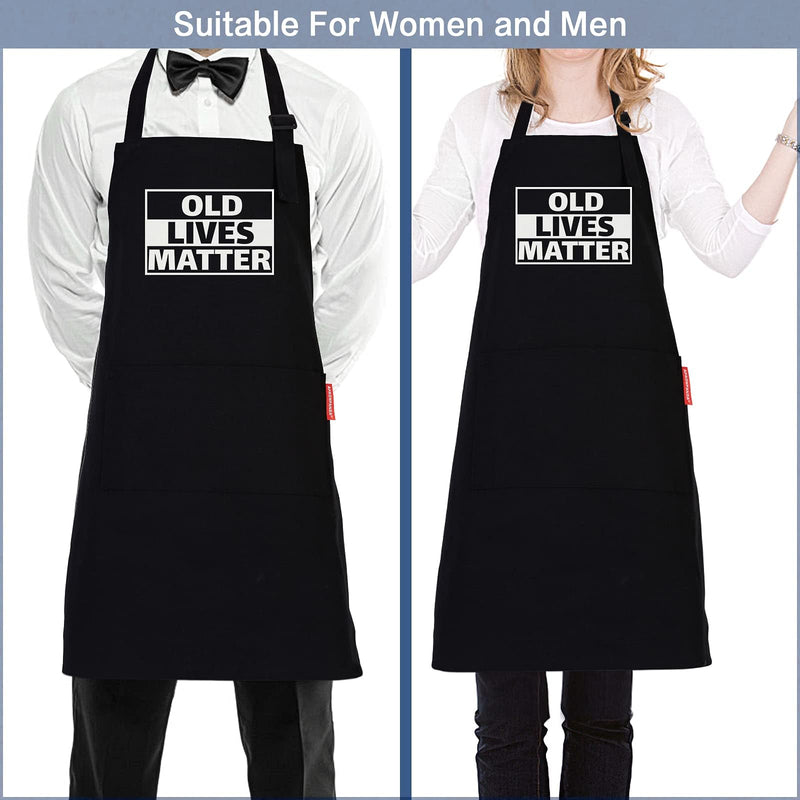 APRONPANDA Old Lives Matter Kitchen Aprons - Funny Christmas Gifts Birthday or Retirement Gifts for Mom, Dad, Grandpa, Grandma - 50th 60th 70th Birthday Gifts for Men Women