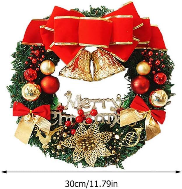 30cm Christmas Garland Wreath,Merry Christmas Wreath Front Door Ornament,Christmas Wreath Decorative Hanging Ornament Window Door Wreath for Party Holiday Décor - Gift Guide