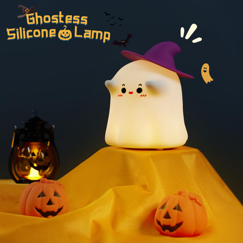 Cute Night Light for Kids, Halloween Ghost Lamp Magician Silicone Nightlight Rechargeable Night Lamp 3 Level Dimmable Nursery Night Light Funny Room Decor Holidays Gifts for Children Toddler Baby - Gift Guide