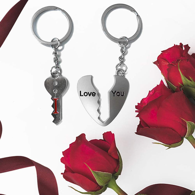 TRIXES Valentines Keyring I Love You Key Ring Key to my Heart Key Chain - Romantic Couples Keychain Gift for Her Him - Present for Girlfriend Boyfriend Husband Wife