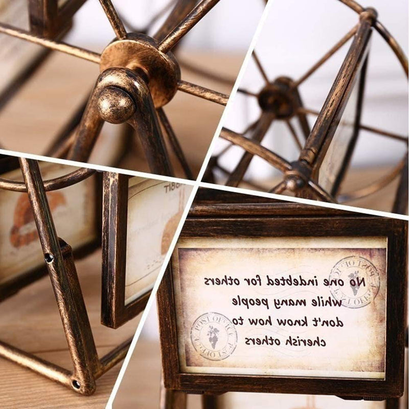 Rotating Ferris Wheel Picture Frame, Desk Table Top Vintage Photo Frames, Personalized Family Photo Frame Shows for 12 Photos Home Décor Christmas Birthday Gifts (Style 2) - Gift Guide