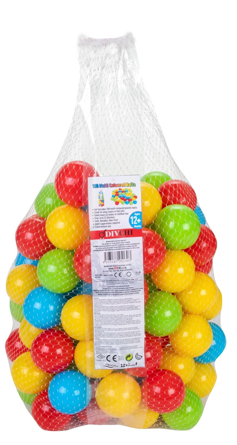 DIVCHI 100PCS Soft Plastic Mini Play Balls Multi Vibrant Colors - Crush Proof, No Sharp Edges, Non Toxic, Phthalate & BPA Free - Use in Kids or Toddler Ball Pit (100PCS)