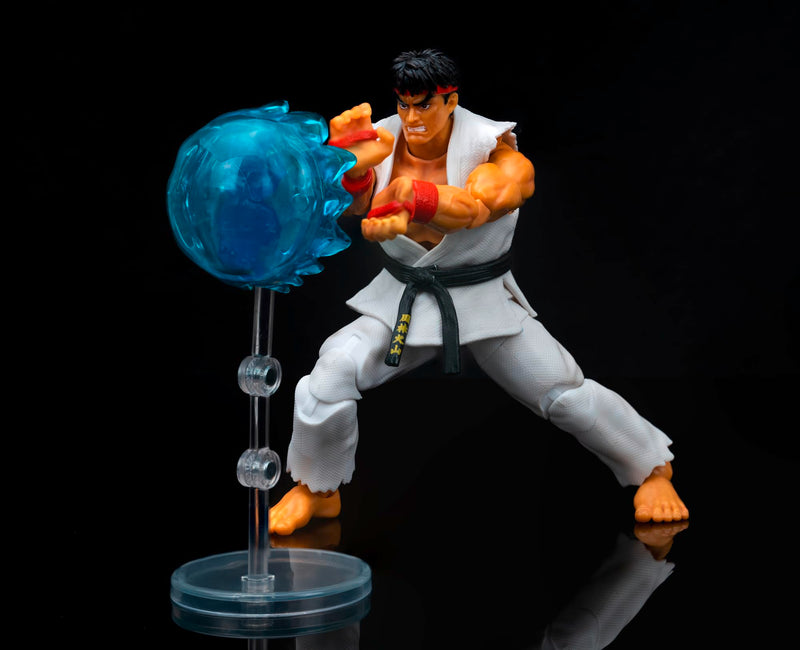 Jada - Street Fighter II Ryu, Articulated Figure 15 cm, with Interchangeable Hands and Head, Accessories and 20 Articulated Points (253252025), White