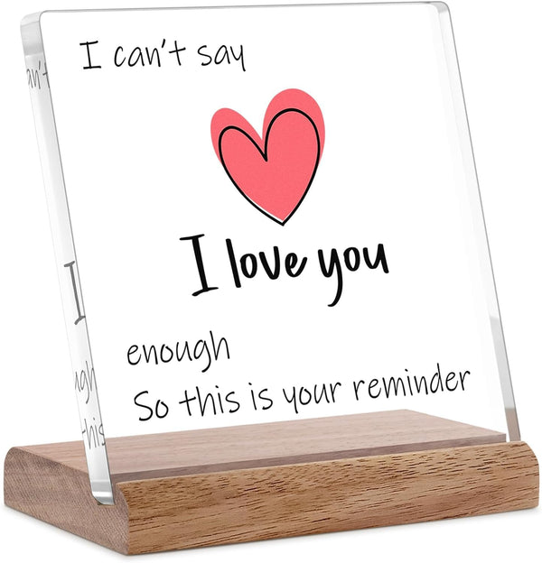 I Love You Gifts for Her Him,Valentines Day Gifts for Girlfriend Wife,Christmas Birthday Wedding Anniversary Keepsake Loving Acrylic Plaque Gifts for Boyfriend Husband Miss You Gifts(LOVE YOU)