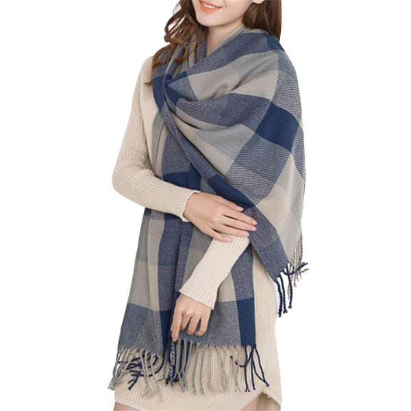 Miss Lulu Women Scarves Winter Long Soft Warm Tartan Check Wraps Wool Spinning Tassel Shawl Stole Scarf Ladies - Gift Guide