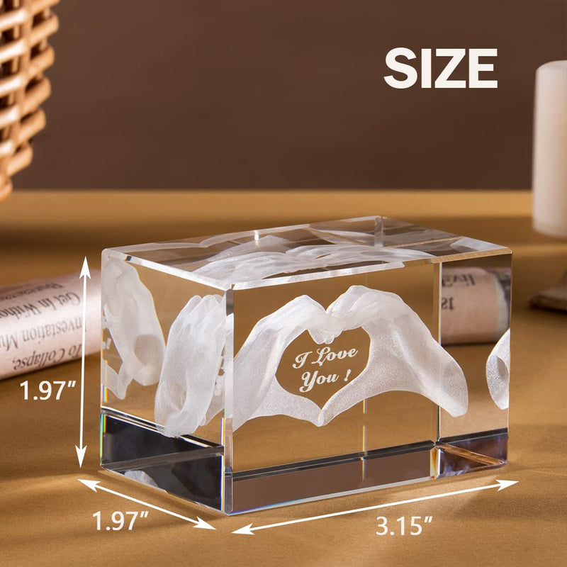 ERWEI Crystal Gifts for Her Engraved with I Love You in Cube Glass Figurines Anniversary Valentines Presents for Her Him Wife Husband Women Man Girlfriend Boyfriend