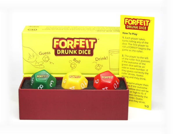 Forfeit Drunk Dice - Retro Party Drinking Games Adults, Family Groups and Couples - Christmas Secret Santa Gifts Men Women New Years Easter Freshers Student Uni - Gift Guide