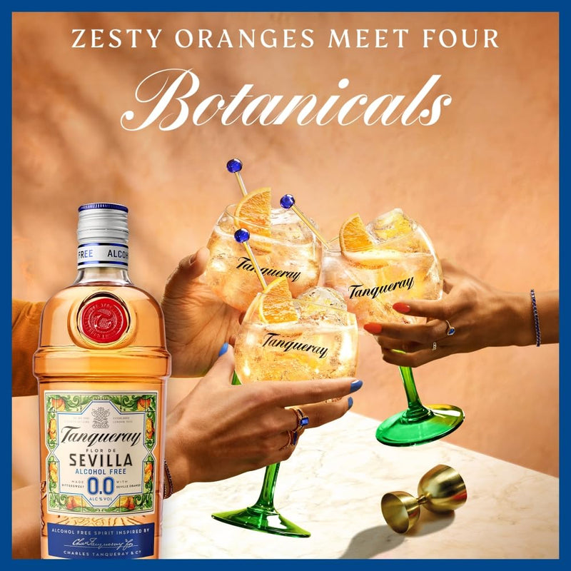 Tanqueray Flor De Sevilla Alcohol Free Spirit | 0% vol | 70cl | Zesty Taste of Seville Orange & Gin Botanicals | Bold &Bittersweet | Enjoy in a Gin Glass with Tonic