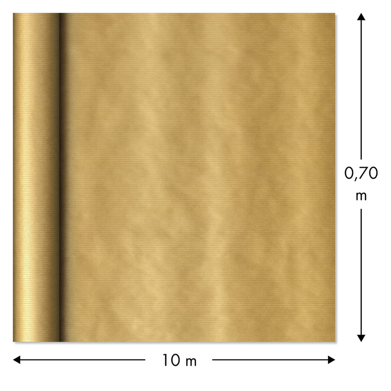Clairefontaine - Ref 195775C - Recycled Coloured Kraft Paper Roll (Single Roll) - 70cm Width x 10m Length, Deep-Dyed Lined Kraft Paper, PEFC Approved - Gold Colour - Gift Guide