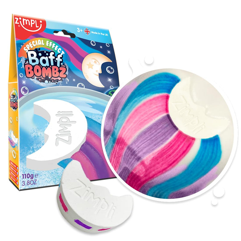 Large Moon Bath Bomb from Zimpli Kids, Magically Creates Twilight Special Effect, Organic & Natural Bath Fizzers for Children, Bathtub Gift, Pocket Money Presents for Boys & Girls, Non-Toxic - Gift Guide