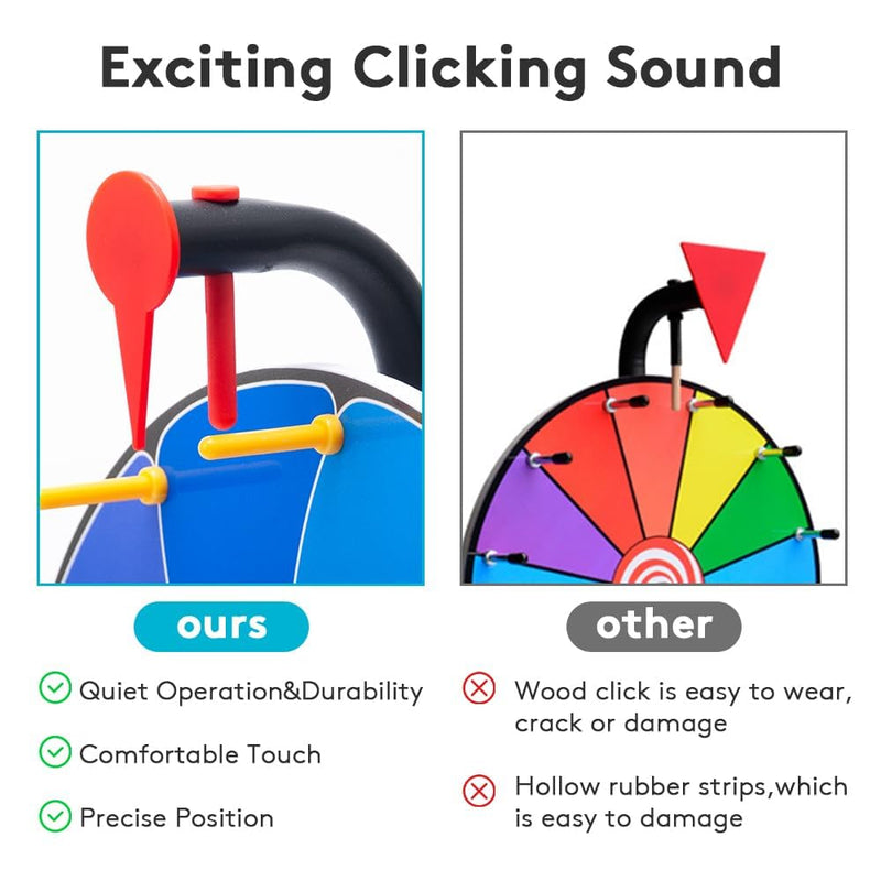 HUHUPET 12 Inch Spinning Prize Wheel, 10 Slots Tabletop Roulette Spinner with Dry Erase Marker and Eraser, for Trade Show, Carnival, Party Games