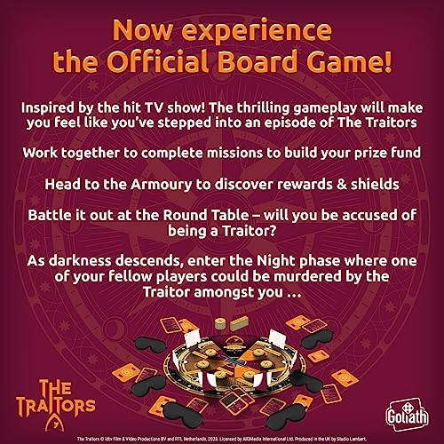 Goliath Games Presents: The Traitors - Official Board Game | Based on the Hit BBC Show | Can the Faithfuls Catch the Traitor? | For 4-6 Players | Ages 12+