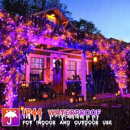 ZeMu Halloween Decorations Fairy Lights, 24m 240 LEDs Purple and Orange Outdoor String Lights Mains Powered Waterproof, 8 Modes Timer Green Cable Spooky Halloween Indoor Outside Decor Lights Plug in - Gift Guide